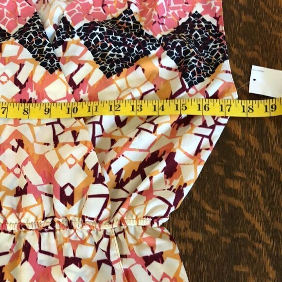 NEW Bar III Ivory, Coral and Black Faux Wrap Dress NWT - Picture 7 of 10